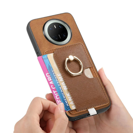 For Huawei Mate 70 Case Ring Kickstand Leather + TPU + PC Phone Cover Detachable Card Holder
