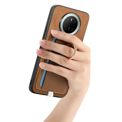 For Huawei Mate 70 Case Ring Kickstand Leather + TPU + PC Phone Cover Detachable Card Holder