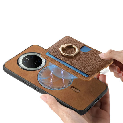 For Huawei Mate 70 Case Ring Kickstand Leather + TPU + PC Phone Cover Detachable Card Holder