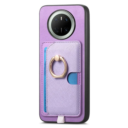 For Huawei Mate 70 Case Ring Kickstand Leather + TPU + PC Phone Cover Detachable Card Holder