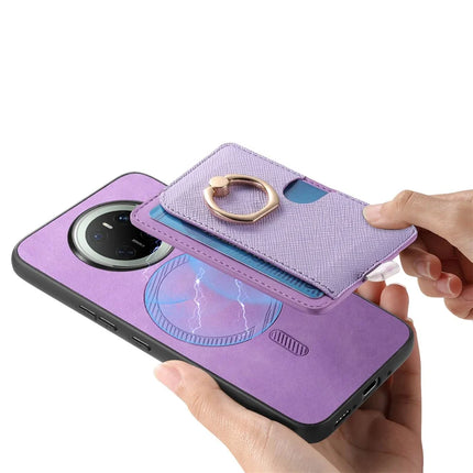 For Huawei Mate 70 Case Ring Kickstand Leather + TPU + PC Phone Cover Detachable Card Holder