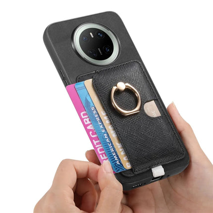 For Huawei Mate 70 Case Ring Kickstand Leather + TPU + PC Phone Cover Detachable Card Holder