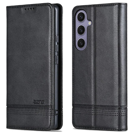 AZNS For Samsung Galaxy A26 5G Case Cowhide Texture PU Leather Wallet Phone Cover - Black
