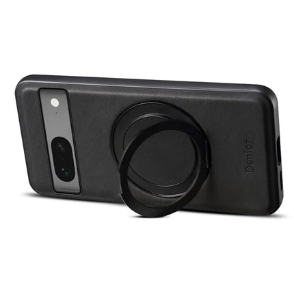 DENIOR A14 For Google Pixel 7 5G Magnetic Case Rotary Kickstand Leather PC TPU Phone Cover