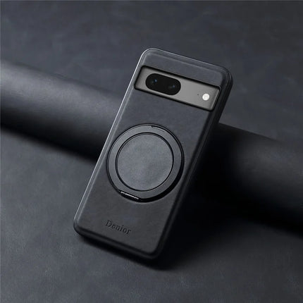 DENIOR A14 For Google Pixel 7 5G Magnetic Case Rotary Kickstand Leather PC TPU Phone Cover