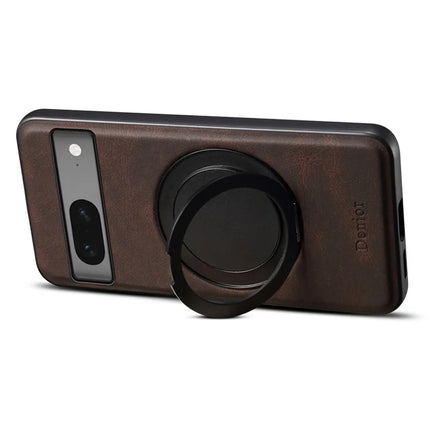 DENIOR A14 For Google Pixel 7 5G Magnetic Case Rotary Kickstand Leather PC TPU Phone Cover