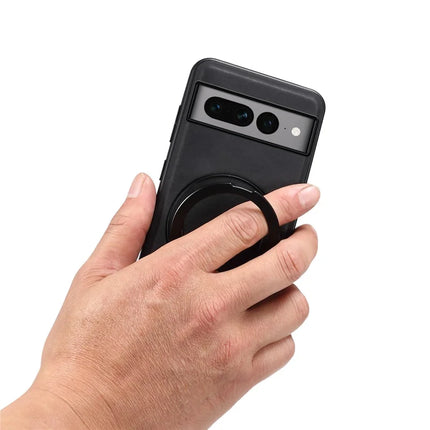 DENIOR A14 For Google Pixel 7 Pro 5G Magnetic Case Rotary Kickstand Leather PC TPU Phone Cover