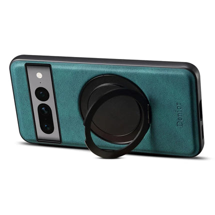 DENIOR A14 For Google Pixel 7 Pro 5G Magnetic Case Rotary Kickstand Leather PC TPU Phone Cover