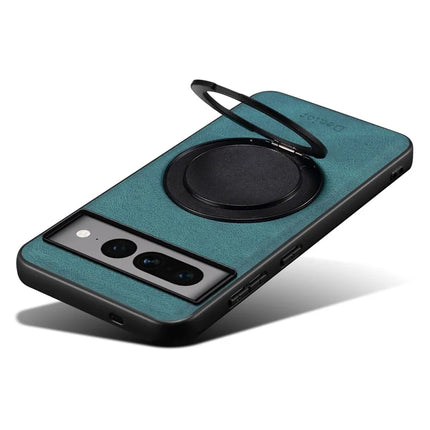 DENIOR A14 For Google Pixel 7 Pro 5G Magnetic Case Rotary Kickstand Leather PC TPU Phone Cover