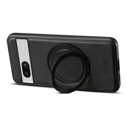 DENIOR A14 For Google Pixel 7a Magnetic Case Rotary Kickstand Leather PC TPU Phone Cover