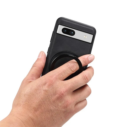 DENIOR A14 For Google Pixel 7a Magnetic Case Rotary Kickstand Leather PC TPU Phone Cover