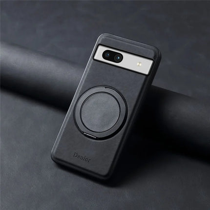 DENIOR A14 For Google Pixel 7a Magnetic Case Rotary Kickstand Leather PC TPU Phone Cover