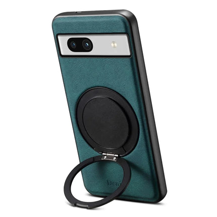 DENIOR A14 For Google Pixel 7a Magnetic Case Rotary Kickstand Leather PC TPU Phone Cover