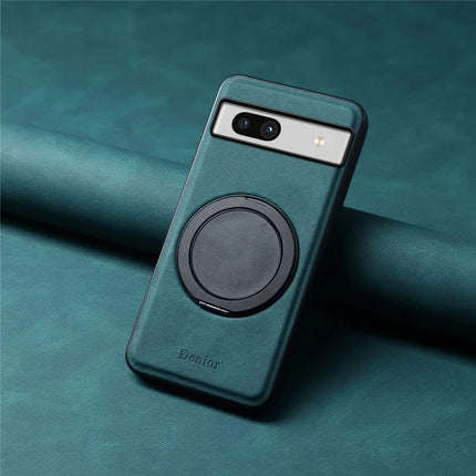 DENIOR A14 For Google Pixel 7a Magnetic Case Rotary Kickstand Leather PC TPU Phone Cover