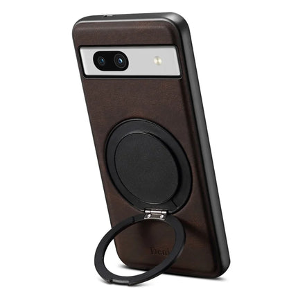 DENIOR A14 For Google Pixel 7a Magnetic Case Rotary Kickstand Leather PC TPU Phone Cover