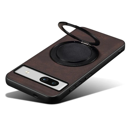 DENIOR A14 For Google Pixel 7a Magnetic Case Rotary Kickstand Leather PC TPU Phone Cover