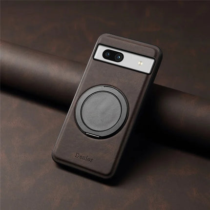 DENIOR A14 For Google Pixel 7a Magnetic Case Rotary Kickstand Leather PC TPU Phone Cover