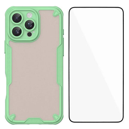 WANLONFENG MFFJ Series For iPhone 16 Pro Max Case Anti Drop TPU Phone Back Cover with Screen Film - Green
