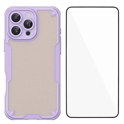 WANLONFENG MFFJ Series For iPhone 16 Pro Max Case Anti Drop TPU Phone Back Cover with Screen Film - Purple
