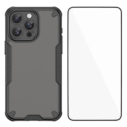 WANLONFENG MFFJ Series For iPhone 13 Pro Max Case Anti Drop TPU Phone Back Cover with Screen Film - Black