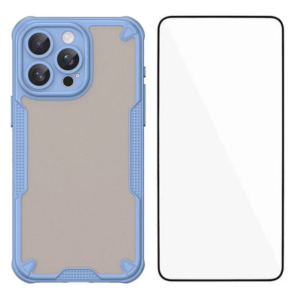 WANLONFENG MFFJ Series For iPhone 13 Pro Max Case Anti Drop TPU Phone Back Cover with Screen Film - Blue