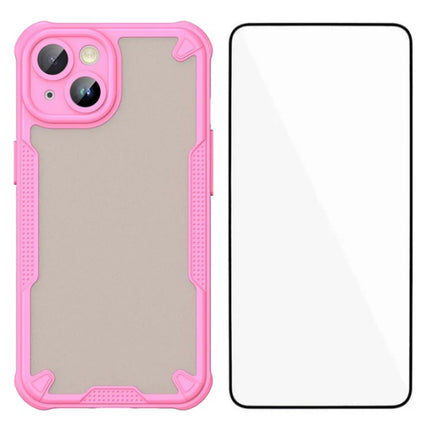 WANLONFENG MFFJ Series For iPhone 13 Case Anti Drop TPU Phone Back Cover with Screen Film - Pink