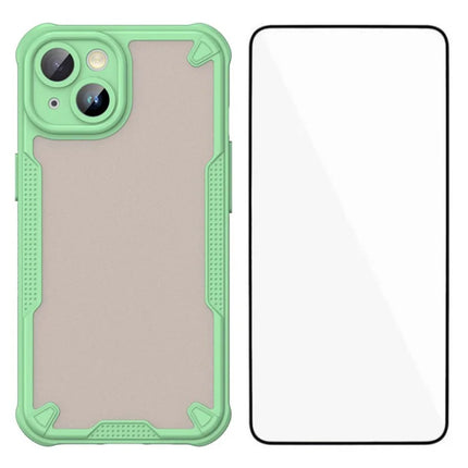 WANLONFENG MFFJ Series For iPhone 13 Case Anti Drop TPU Phone Back Cover with Screen Film - Green