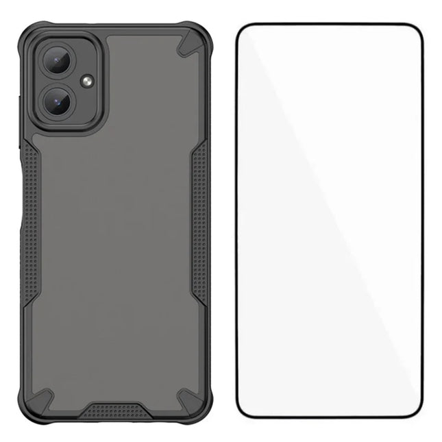 WANLONFENG MFFJ Series For Samsung Galaxy A06 Case Anti Drop TPU Phone Back Cover with Screen Film - Black