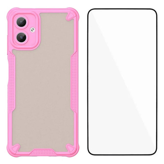 WANLONFENG MFFJ Series For Samsung Galaxy A06 Case Anti Drop TPU Phone Back Cover with Screen Film - Pink