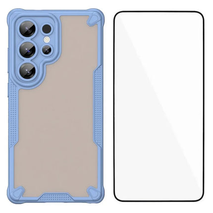WANLONFENG MFFJ Series For Samsung Galaxy S23 Ultra Case Anti Drop TPU Phone Back Cover with Screen Film - Blue