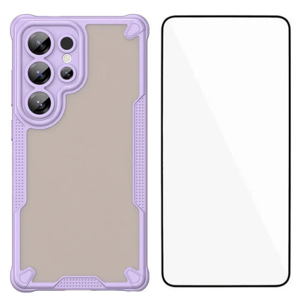 WANLONFENG MFFJ Series For Samsung Galaxy S23 Ultra Case Anti Drop TPU Phone Back Cover with Screen Film - Purple