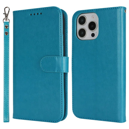 For iPhone 16 Pro Max Case R61 Texture Wallet Leather Flip Phone Cover - Blue