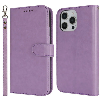 For iPhone 16 Pro Max Case R61 Texture Wallet Leather Flip Phone Cover - Purple