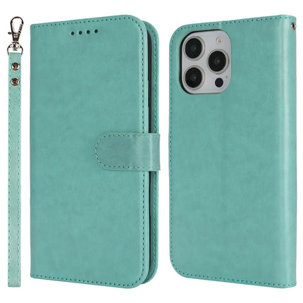 For iPhone 16 Pro Max Case R61 Texture Wallet Leather Flip Phone Cover - Light Green
