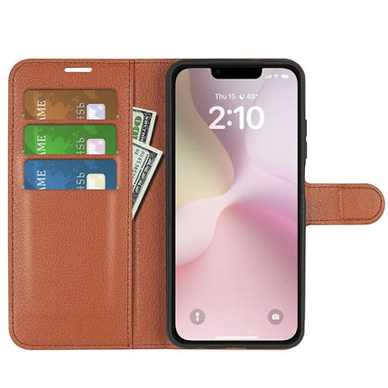 For iPhone 16e Case Litchi Texture Shockproof Leather Wallet Phone Cover