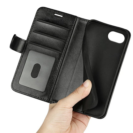 For iPhone 16e Wallet Case Crazy Horse Texture Stand Leather Phone Cover