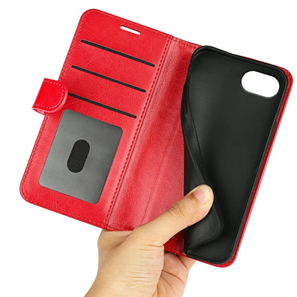 For iPhone 16e Wallet Case Crazy Horse Texture Stand Leather Phone Cover