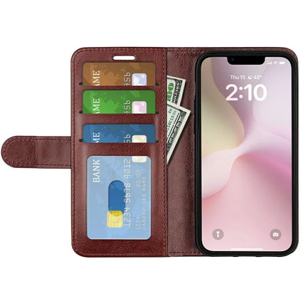 For iPhone 16e Wallet Case Crazy Horse Texture Stand Leather Phone Cover