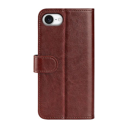 For iPhone 16e Wallet Case Crazy Horse Texture Stand Leather Phone Cover