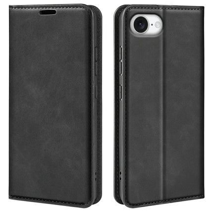 For iPhone 16e Case Skin Touch Leather Wallet Phone Cover - Black