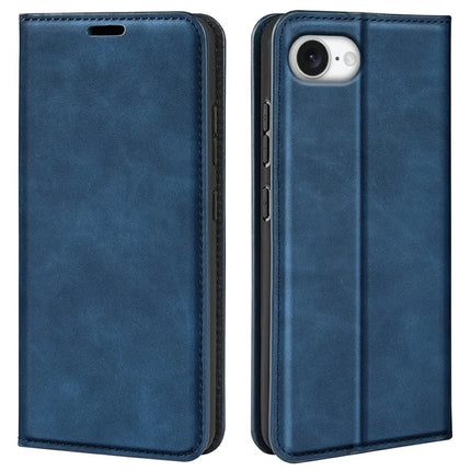 For iPhone 16e Case Skin Touch Leather Wallet Phone Cover - Blue
