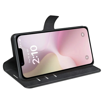 For iPhone 16e Stand Case Anti-Scratch Calf Texture Leather Phone Cover