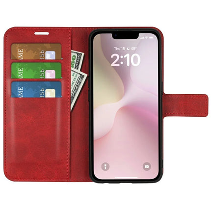 For iPhone 16e Stand Case Anti-Scratch Calf Texture Leather Phone Cover