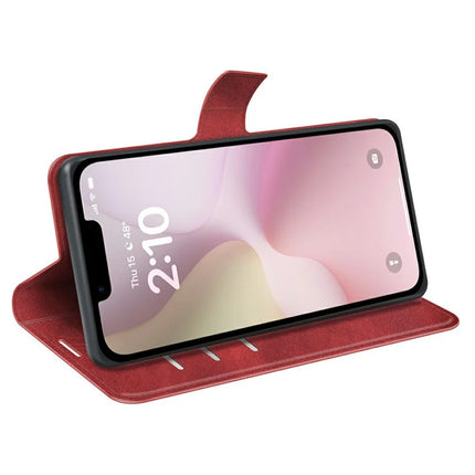 For iPhone 16e Stand Case Anti-Scratch Calf Texture Leather Phone Cover