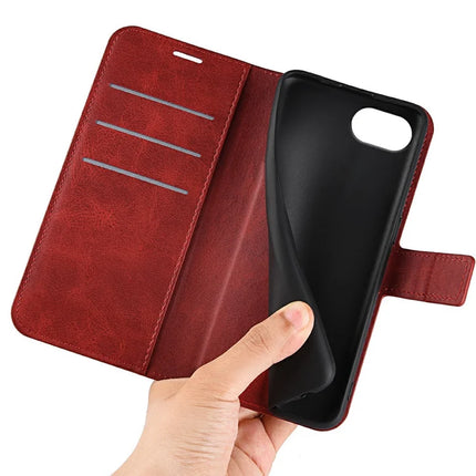 For iPhone 16e Stand Case Anti-Scratch Calf Texture Leather Phone Cover