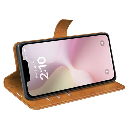 For iPhone 16e Stand Case Anti-Scratch Calf Texture Leather Phone Cover