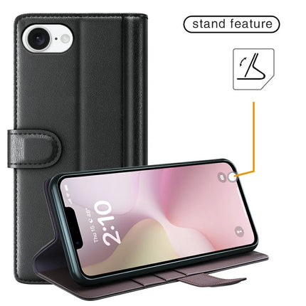 For iPhone 16e Case Genuine Split Leather Phone Cover Wallet Card Slot