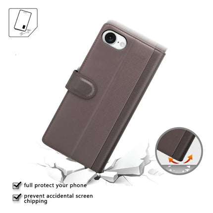 For iPhone 16e Case Genuine Split Leather Phone Cover Wallet Card Slot