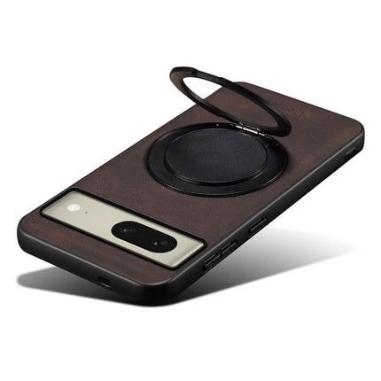 DENIOR A14 For Google Pixel 8 Magnetic Case Rotary Kickstand Leather PC TPU Phone Cover