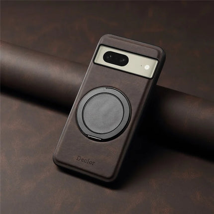 DENIOR A14 For Google Pixel 8 Magnetic Case Rotary Kickstand Leather PC TPU Phone Cover
